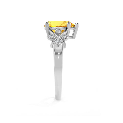 lab-grown yellow-sapphire pear criss cross solitaire engagement ring