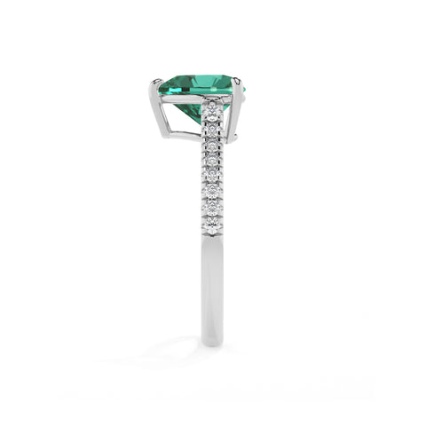 lab-grown emerald heart half eterity solitaire engagement ring