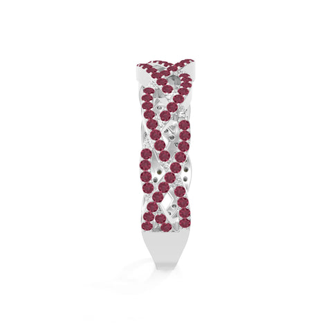 natural ruby twisted braided wedding band rings in sterling silver 