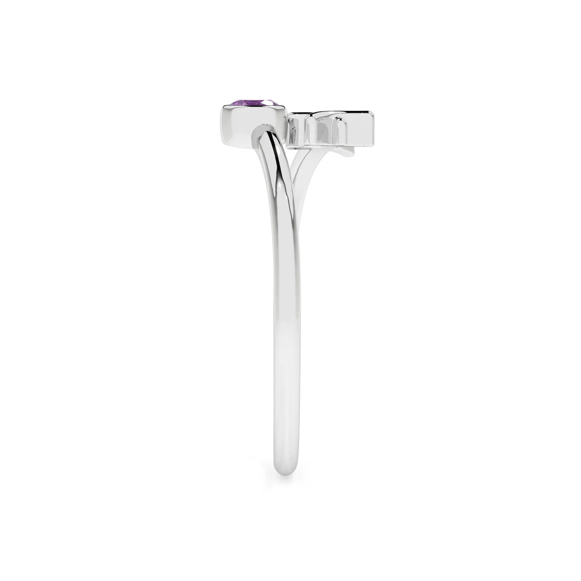 pisces zodiac ring with natural amethyst