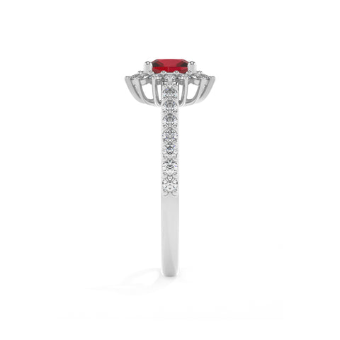 lab-grown ruby cushion half eterity halo solitaire engagement ring