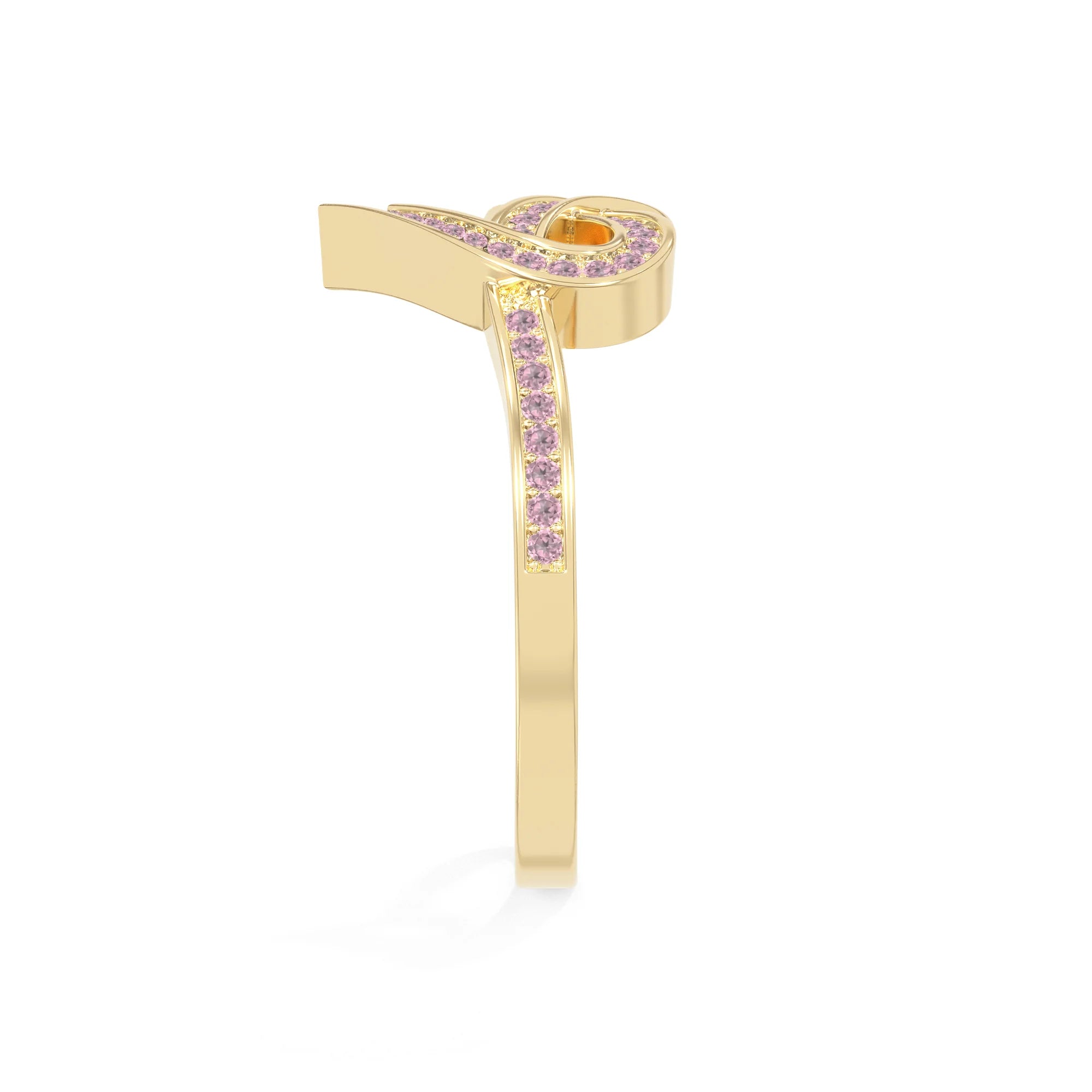 natural pink tourmaline infinity knot heart promise rings in yellow gold vermeil