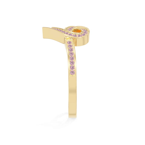 natural pink tourmaline infinity knot heart promise rings in yellow gold vermeil