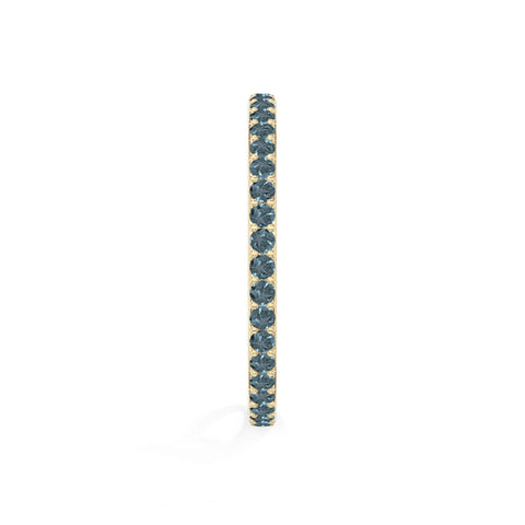 natural london blue topaz eternity band rings in yellow gold vermeil