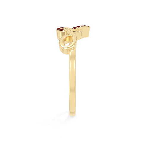natural garnet infinity heart promise rings in yellow gold vermeil