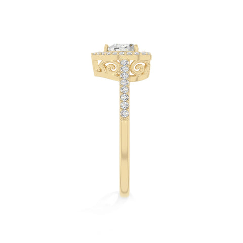 natural moissanite solitaire halo engagement rings in yellow gold vermeil