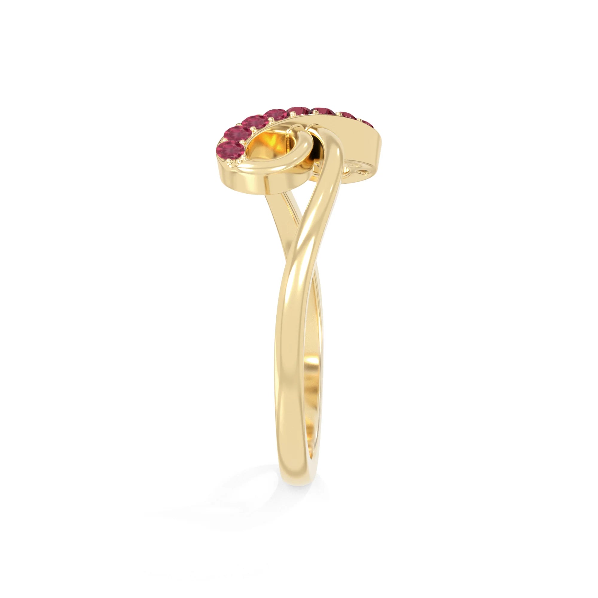 natural ruby infinity promise rings in yellow gold vermeil