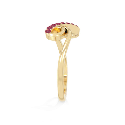 natural ruby infinity promise rings in yellow gold vermeil