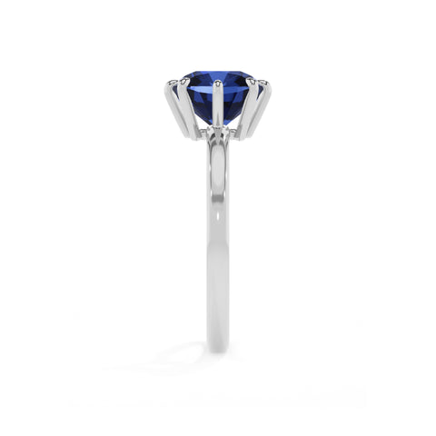 lab-grown blue-sapphire cushion solitaire engagement ring