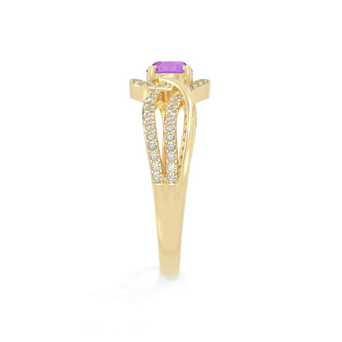 natural amethyst solitaire engagement rings in yellow gold vermeil