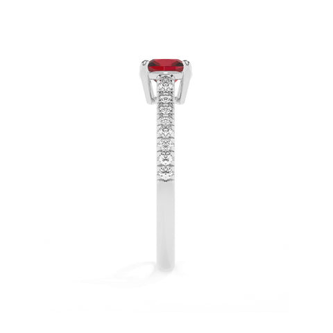 lab-grown ruby cushion half eterity solitaire engagement ring