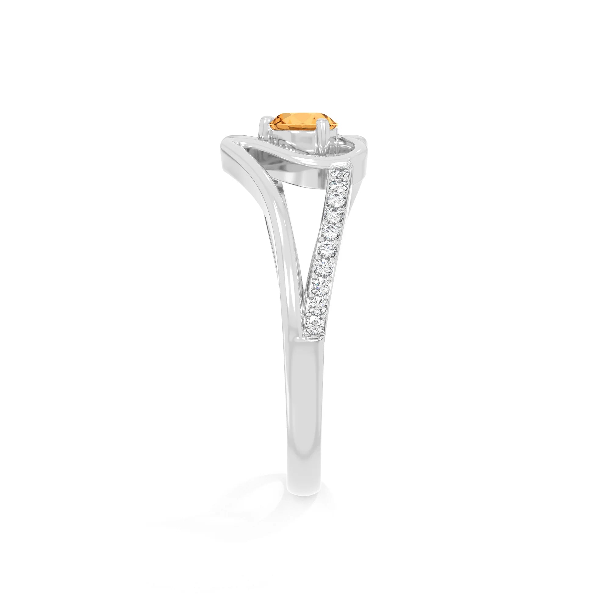 natural citrine heart promise rings in sterling silver 