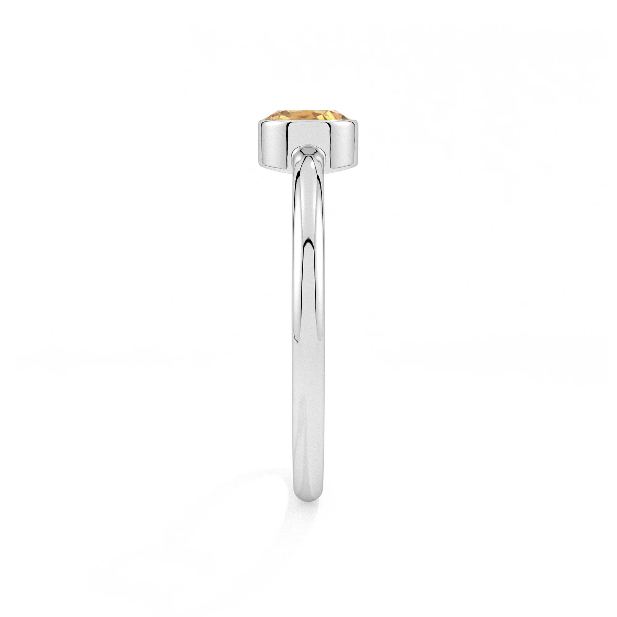 citrine round cut stackable bezel-set ring