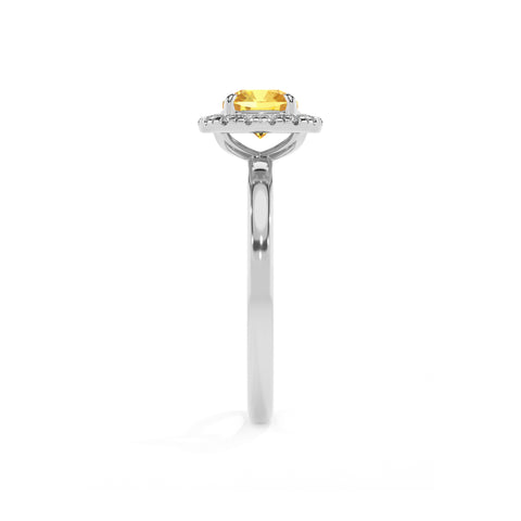 lab-grown yellow-sapphire cushion halo solitaire engagement ring