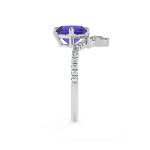 lab-grown tanzanite round solitaire engagement ring