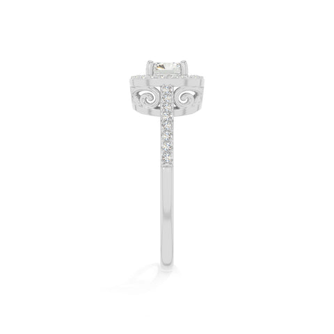 natural moissanite solitaire halo engagement rings in sterling silver 