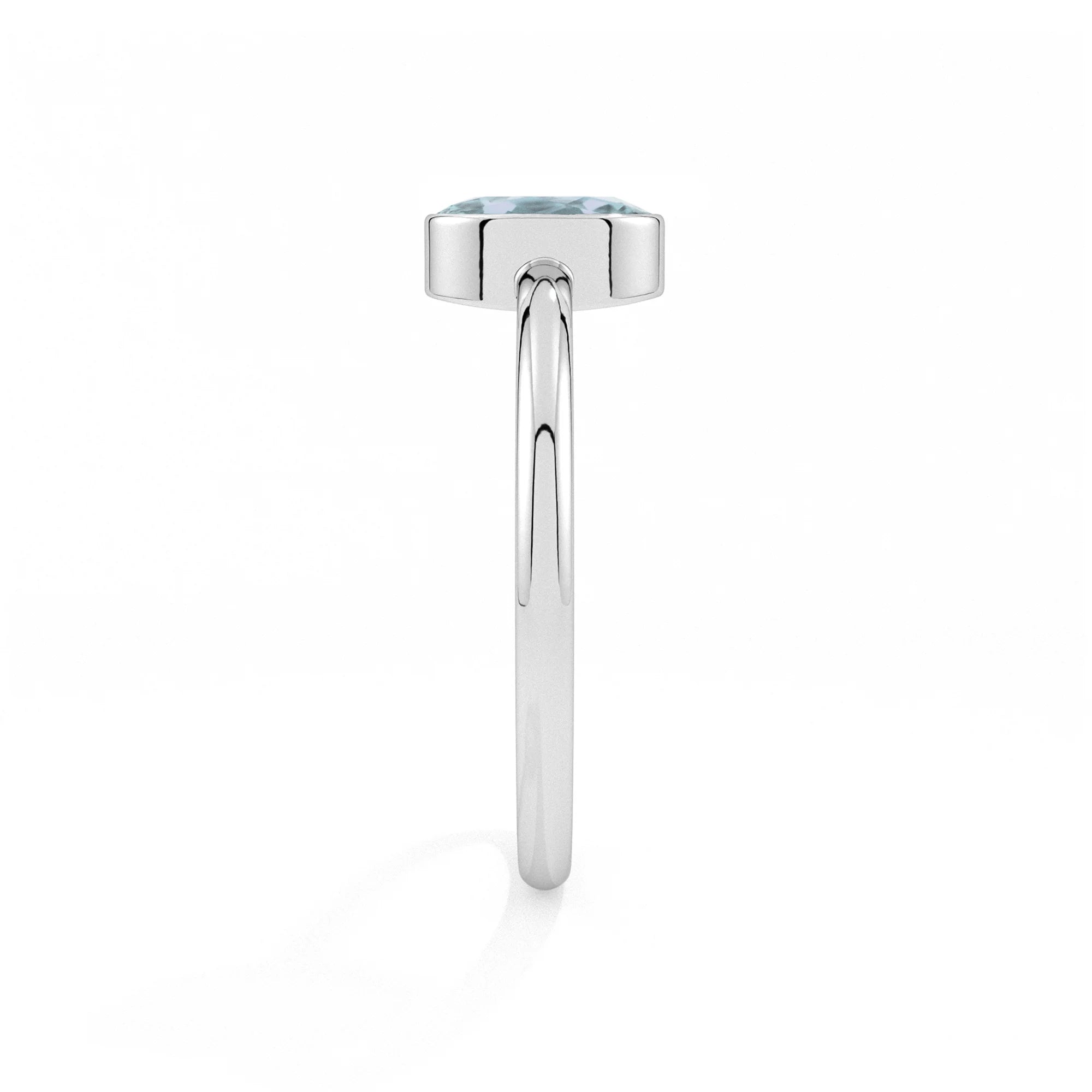 aquamarine oval cut stackable bezel-set ring