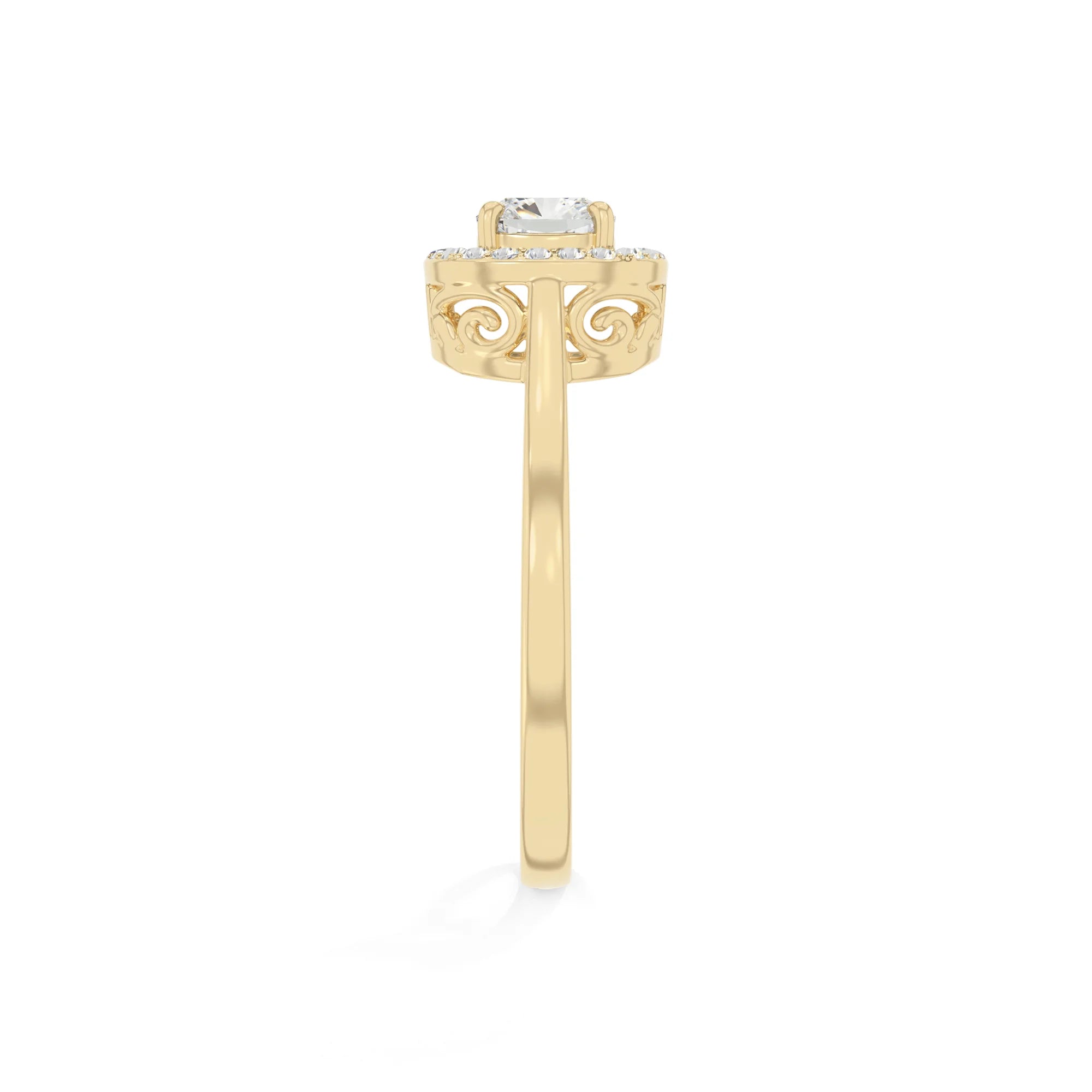 natural moissanite solitaire halo engagement rings in yellow gold vermeil