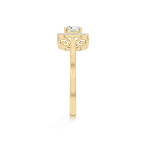 natural moissanite solitaire halo engagement rings in yellow gold vermeil