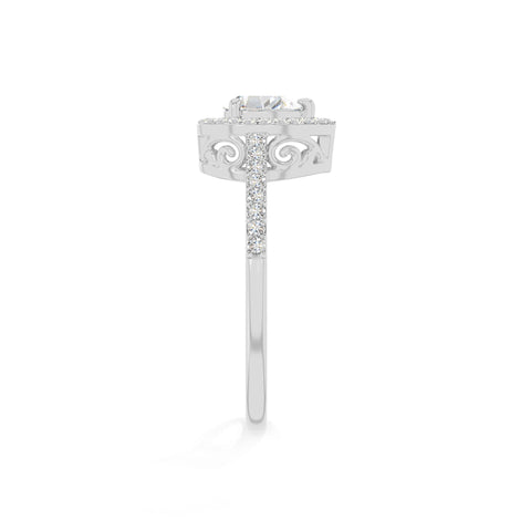 natural moissanite solitaire halo engagement rings in sterling silver 