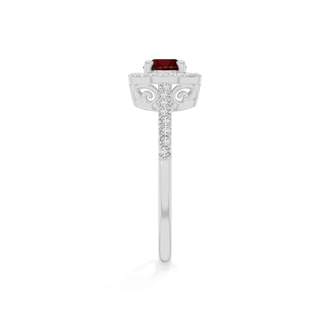 natural garnet solitaire halo engagement rings in sterling silver 