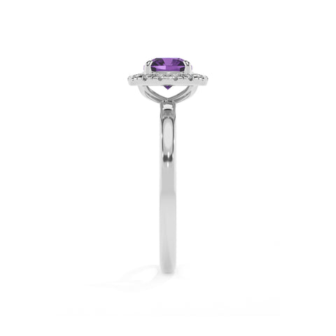 lab grown amethyst cushion halo solitaire engagement ring