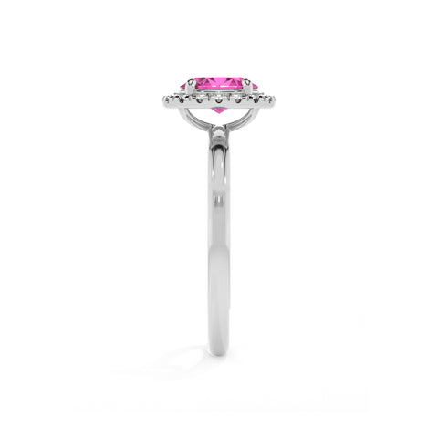 lab-grown pink-sapphire oval halo solitaire engagement ring