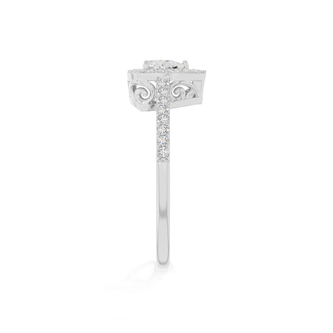 natural moissanite solitaire halo engagement rings in sterling silver 