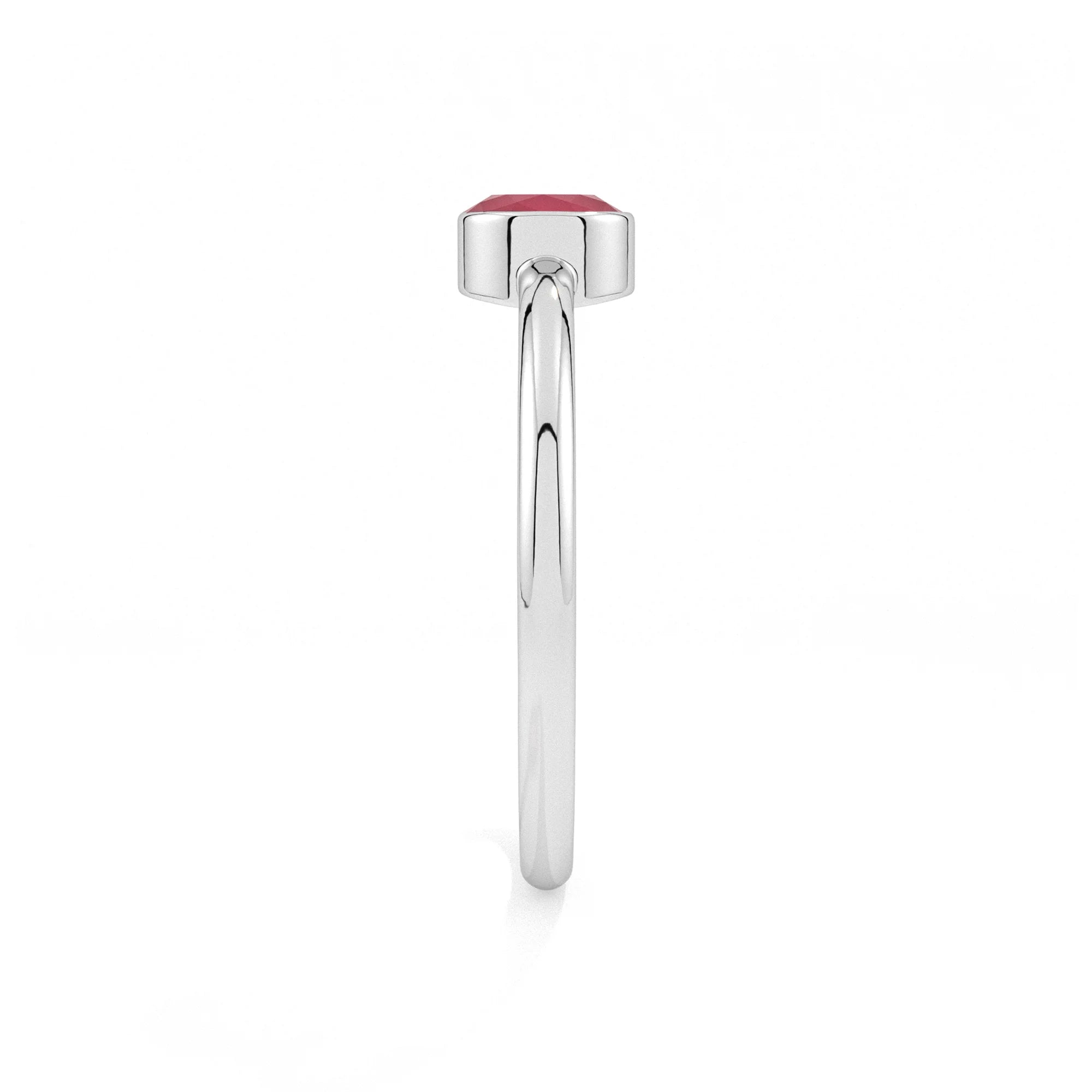 ruby round cut stackable bezel-set ring