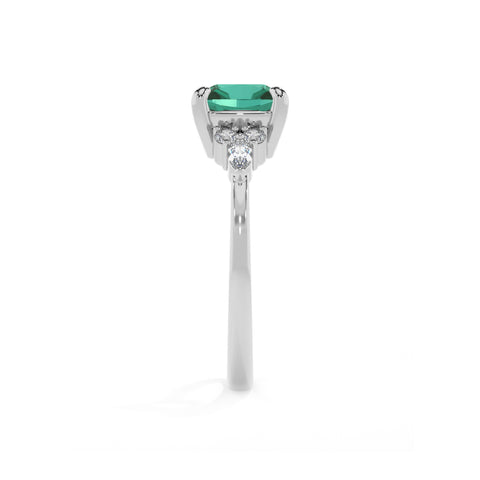 lab-grown emerald cushion solitaire engagement ring