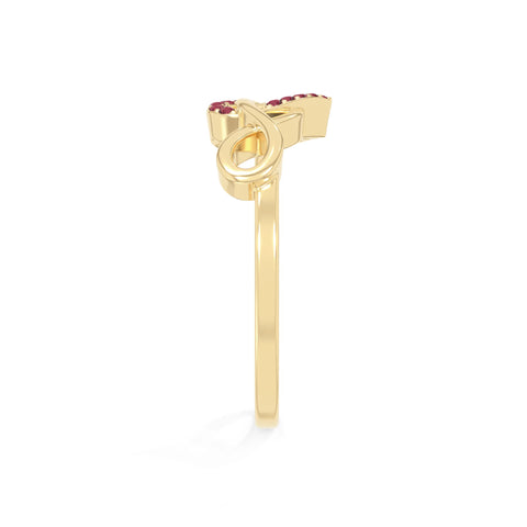 natural ruby infinity heart promise rings in yellow gold vermeil