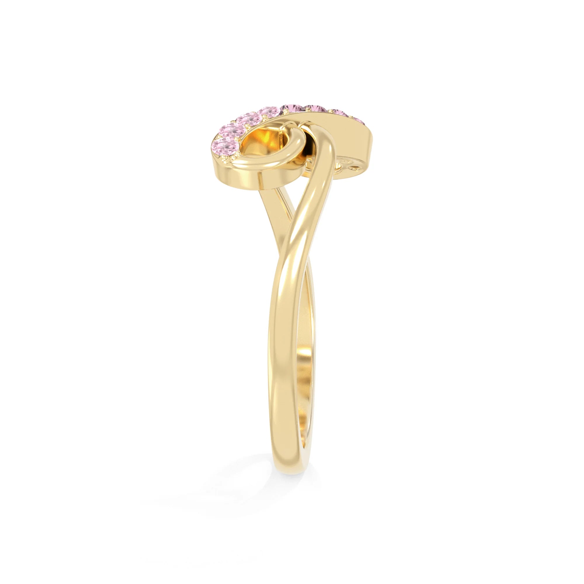 natural pink tourmaline infinity promise rings in yellow gold vermeil