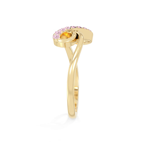 natural pink tourmaline infinity promise rings in yellow gold vermeil