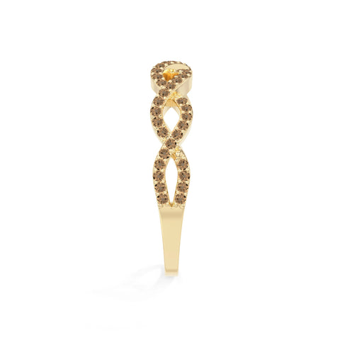 natural citrine twisted wedding band rings in yellow gold vermeil
