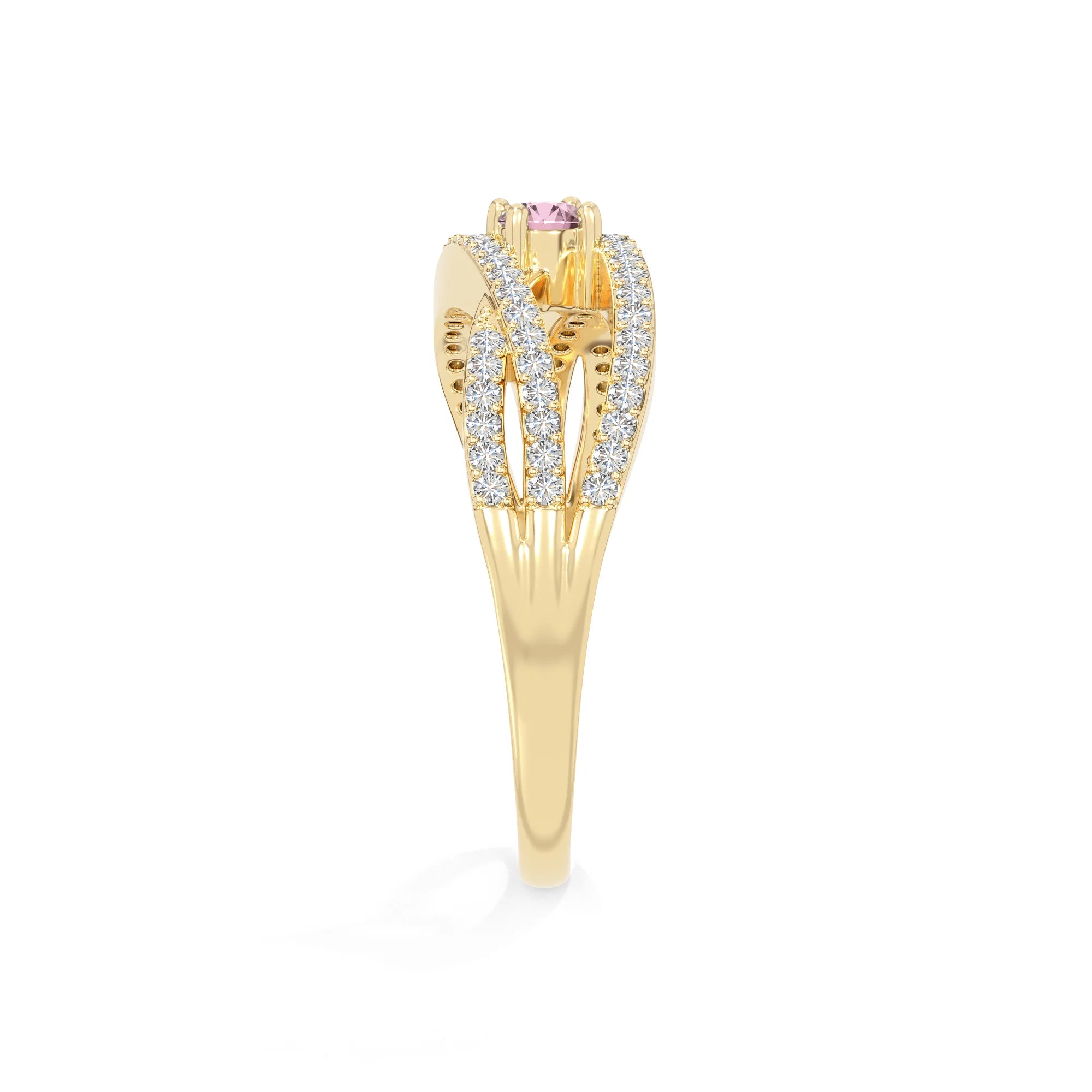 natural pink tourmaline promise rings in yellow gold vermeil