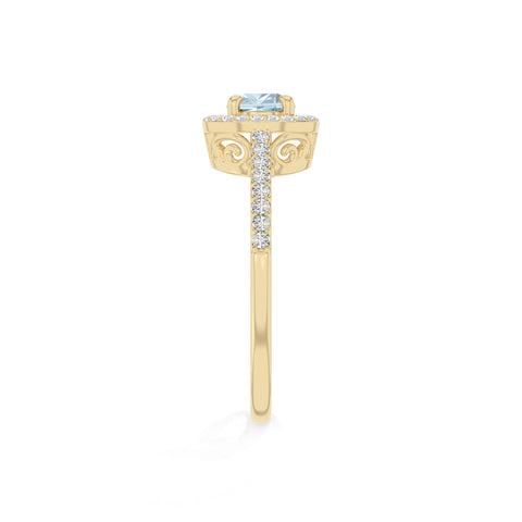 natural aquamarine solitaire halo engagement rings in yellow gold vermeil