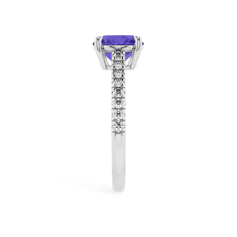 lab-grown tanzanite round half eterity solitaire engagement ring