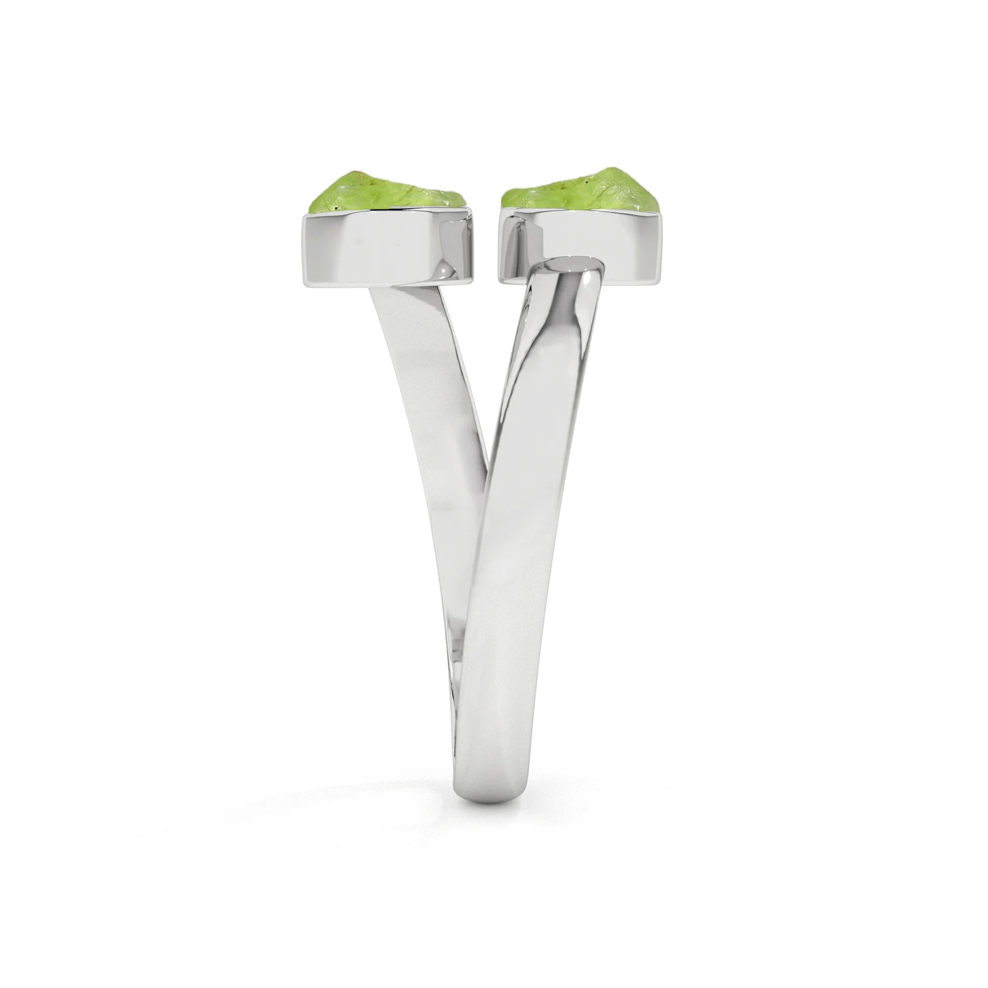 peridot rough shape stackable bezel-set ring