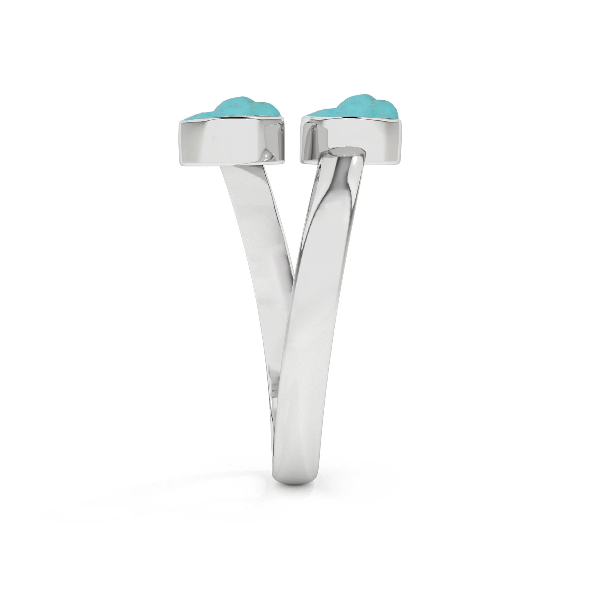 turquoise rough shape stackable bezel-set ring