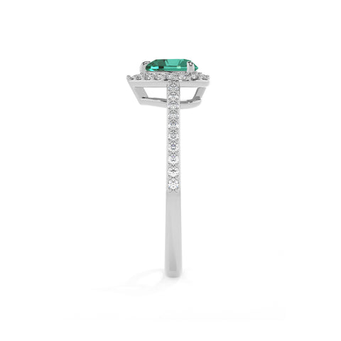 lab-grown emerald heart half eterity halo solitaire engagement ring