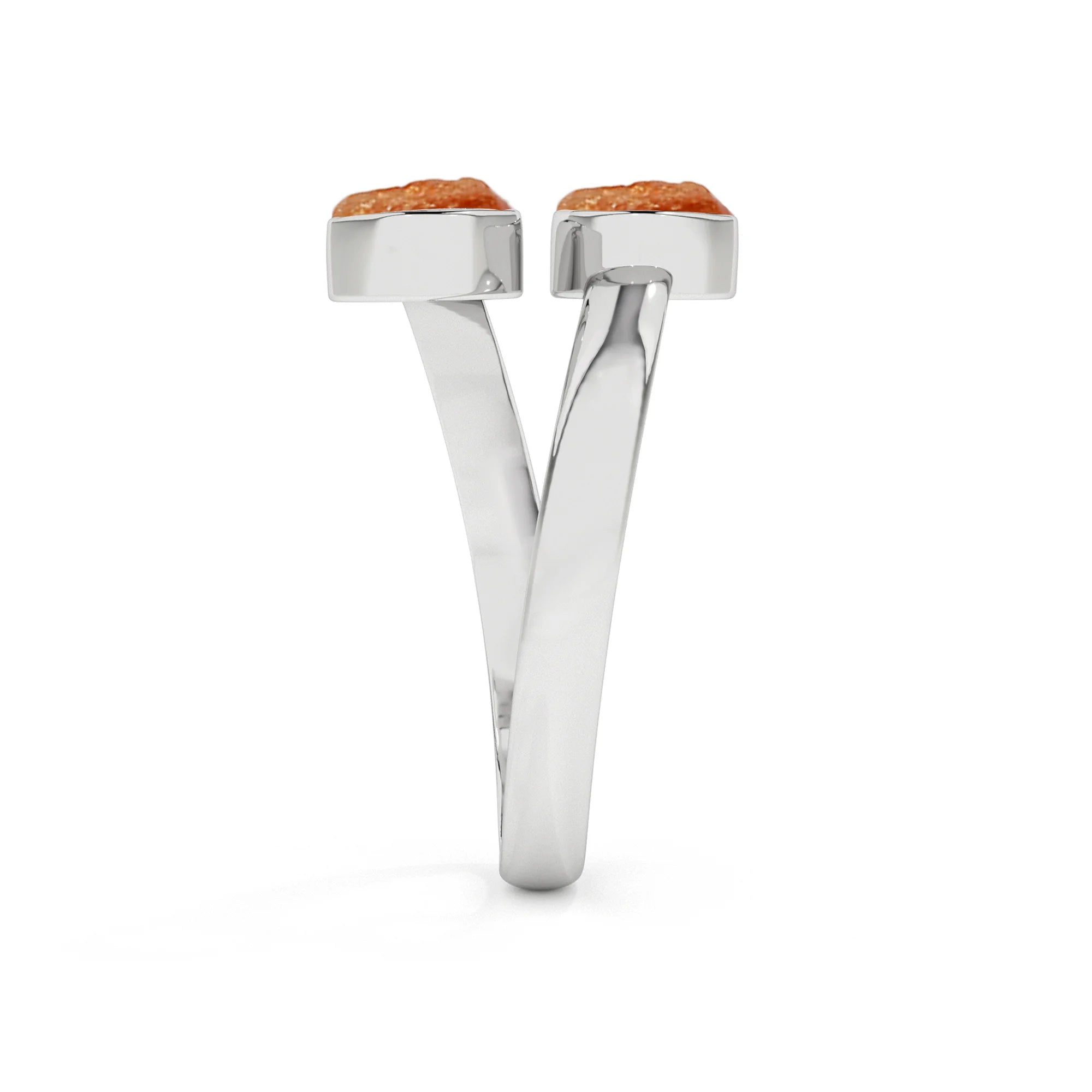 sunstone rough shape stackable bezel-set ring