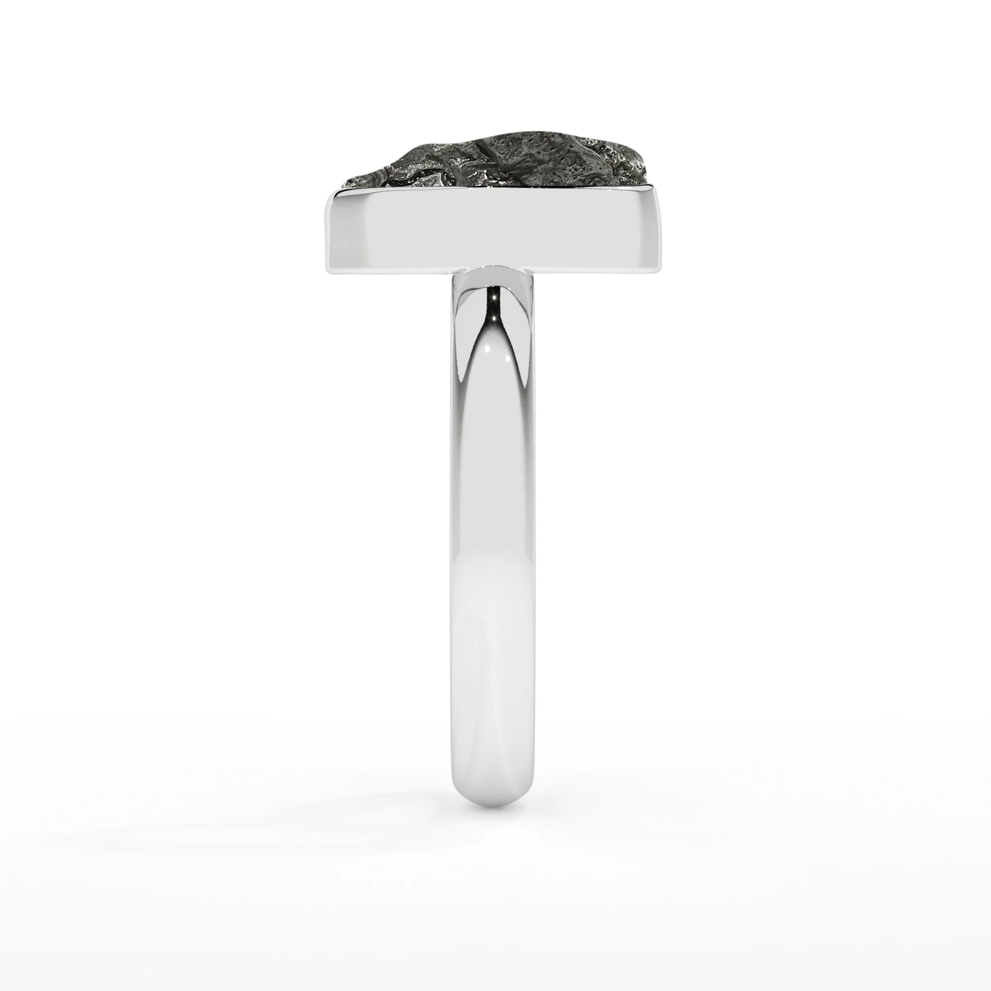 meteorite rough shape stackable bezel-set ring