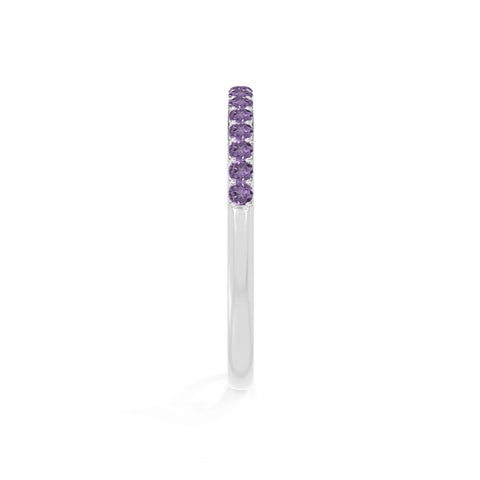 natural amethyst half eternity band rings in sterling silver 