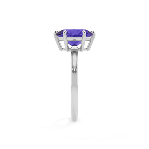 lab-grown tanzanite oval solitaire engagement ring