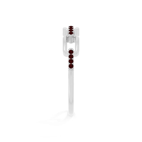 natural garnet interlocking wedding band rings in sterling silver 