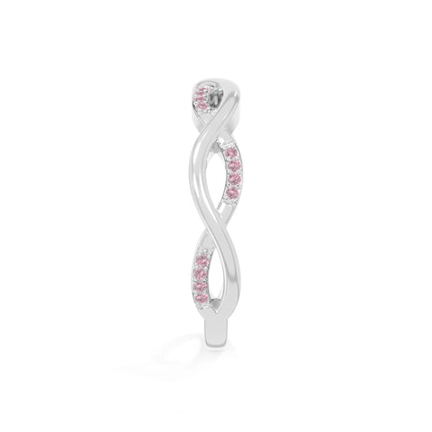 natural pink tourmaline twisted wedding band rings in sterling silver 