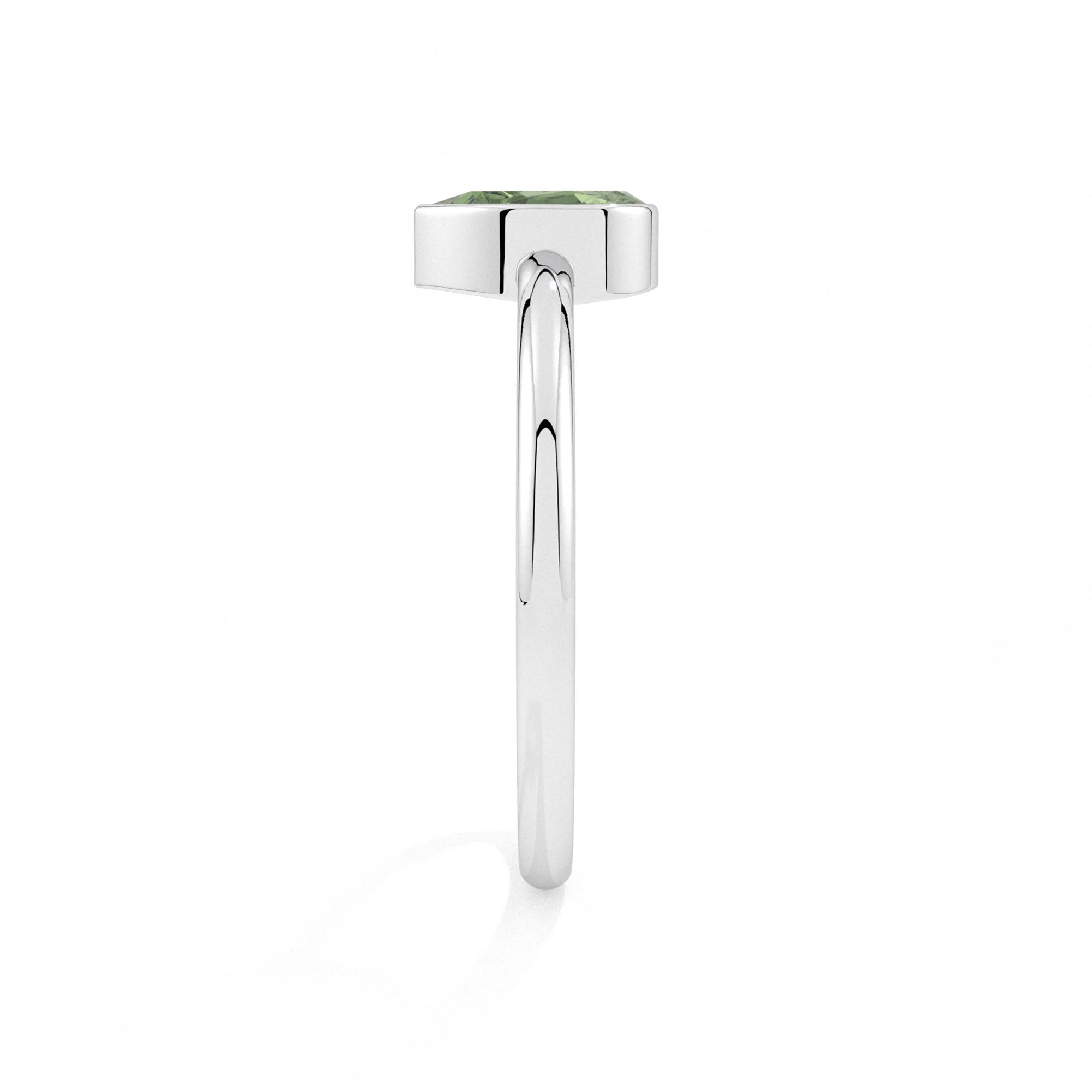 moldavite pear cut stackable bezel-set ring