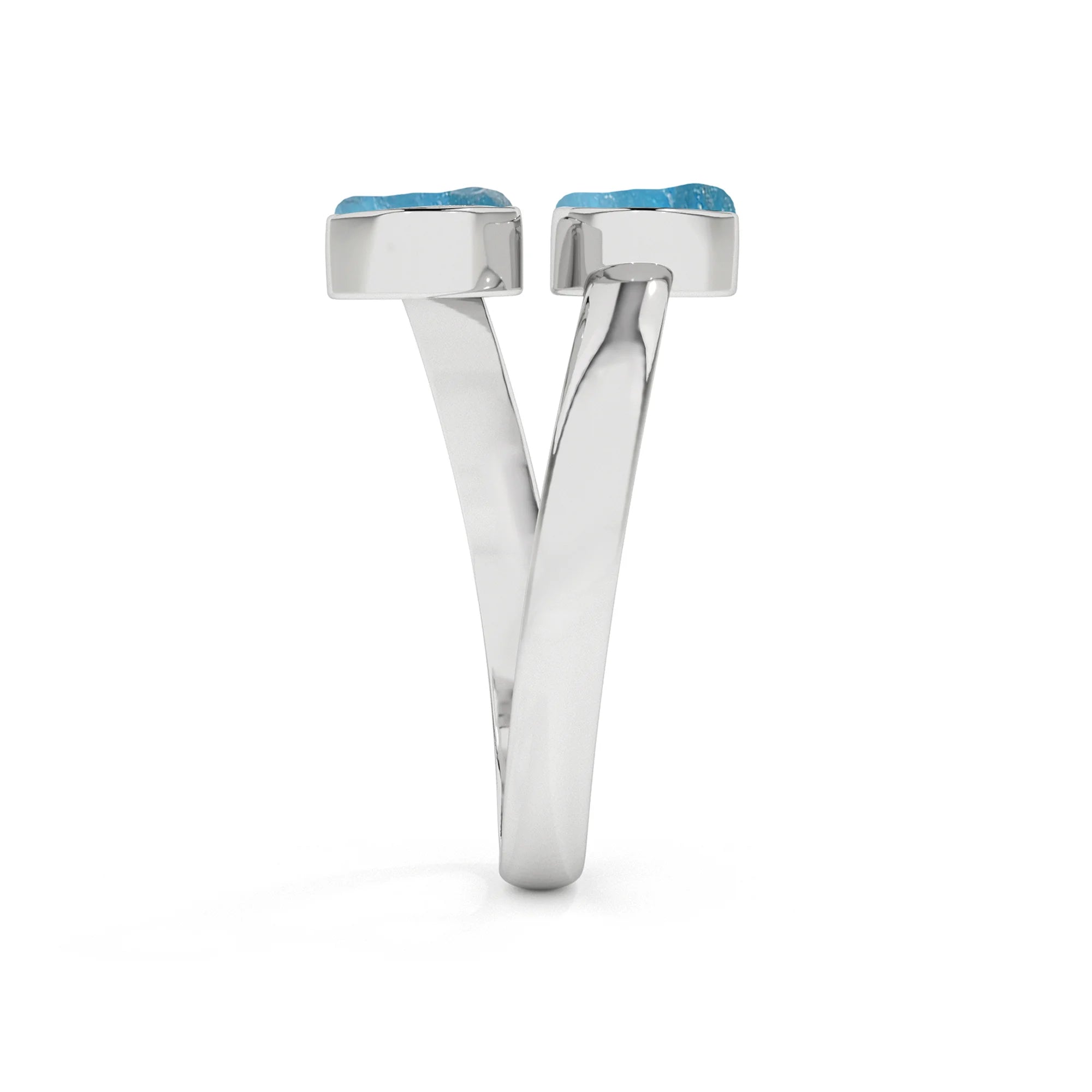 neon-apatite rough shape stackable bezel-set ring