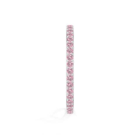 natural pink tourmaline eternity band rings in sterling silver 