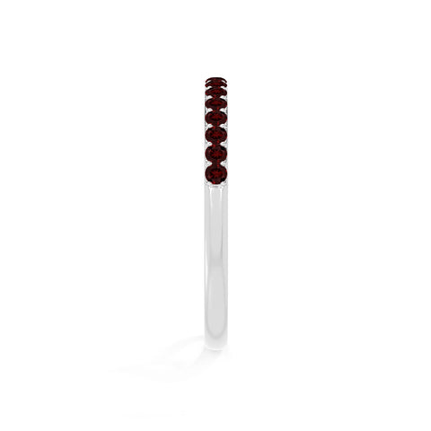 natural garnet half eternity band rings in sterling silver 